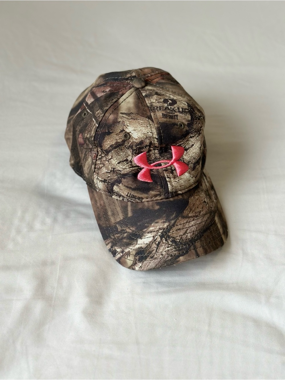 Under Armour Realtree Camo Hat with Pink Logo Accent